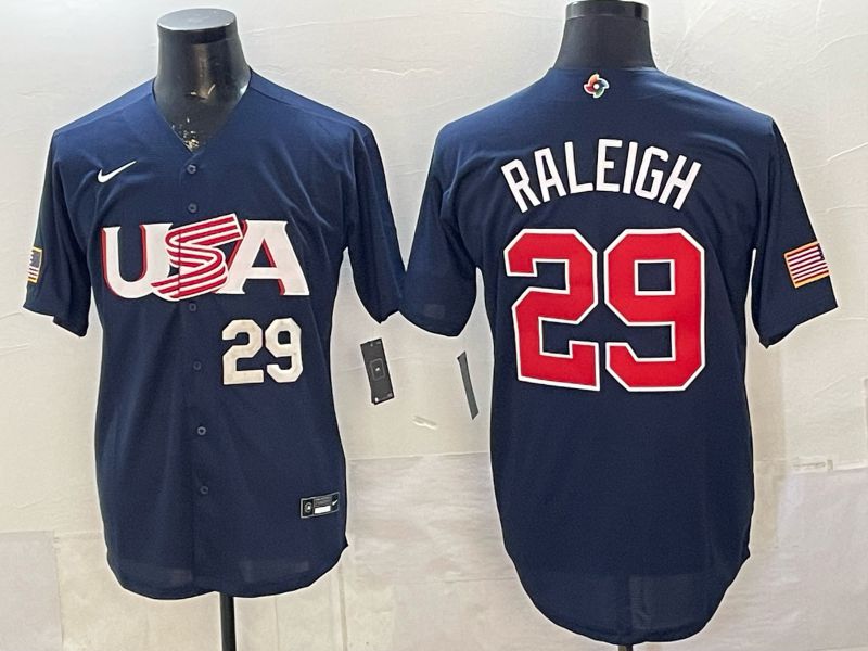 Men 2026 World Cub USA #29 Raleigh Blue Nike MLB Jersey style 06->more jerseys->MLB Jersey